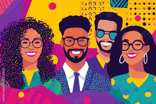 Portrait of Four Smiling Diverse Young Adults photo