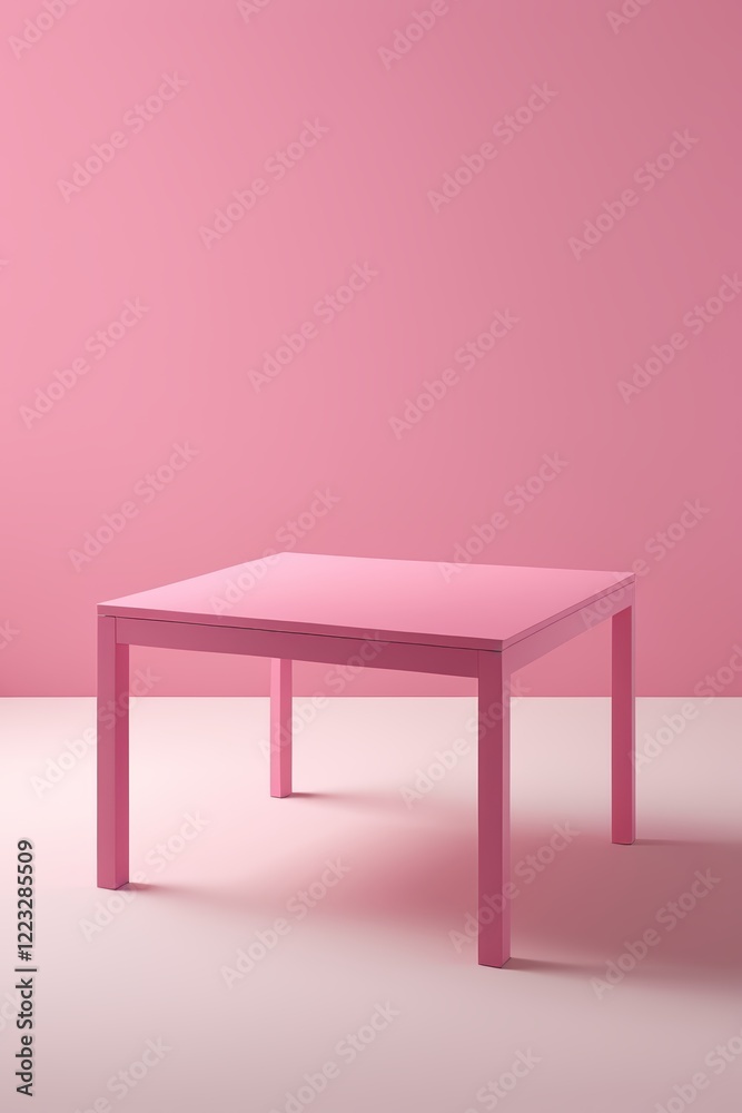 there is a pink table with a pink wall in the background there is a pink table with a pink wall in the background