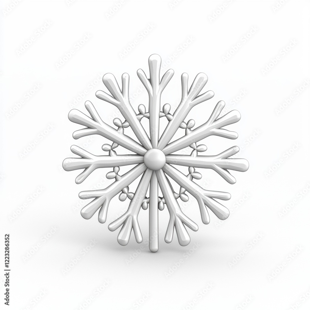Obraz premium 3D icon cartoon of a snowflake, isolated on a white background --quality 2
