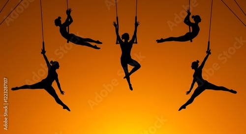 The concept of trust in his partner, with a duo circus show showing two trapeze artists doing a stunt act.
