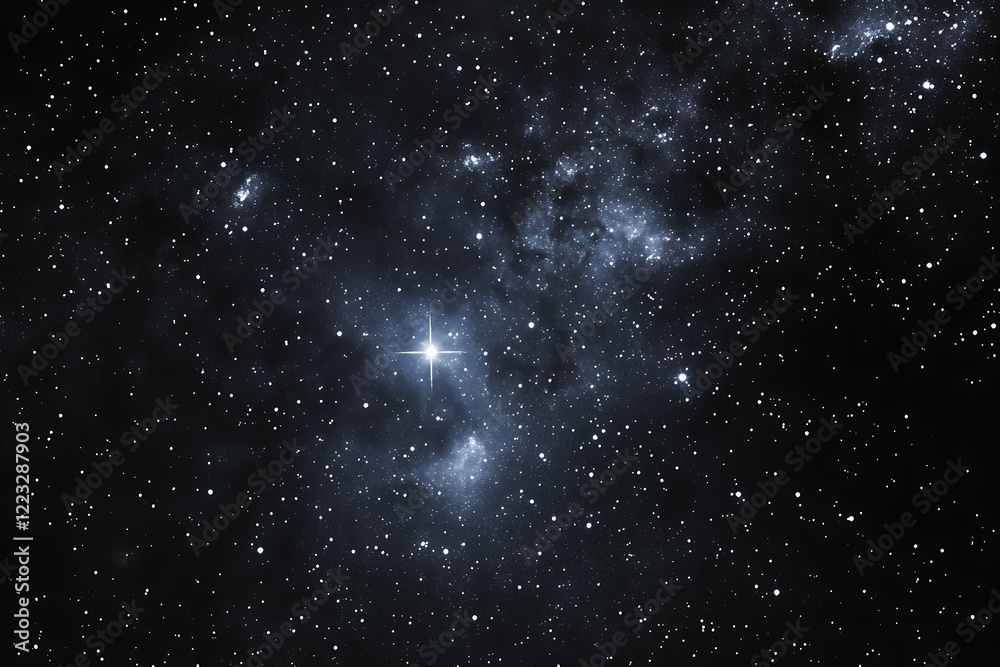 Fototapeta premium Starry night sky with dense clusters of stars and the Milky Way galaxy