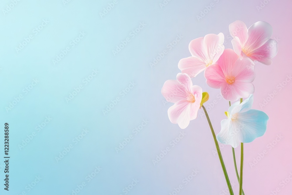 Artistic Pink Blossoms On Soft, Colorful Backdrop Artistic Pink Blossoms On Soft, Colorful Backdrop