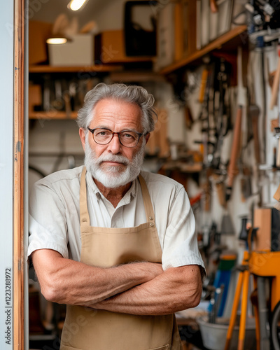 Portrait of Skilled Craftsman in Woodshop