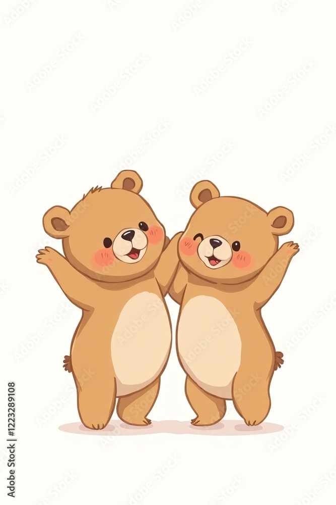 there are two brown bears standing next to each other there are two brown bears standing next to each other