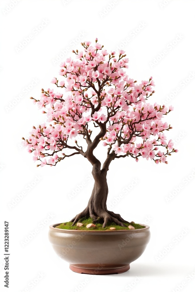 Obraz premium a close up of a bonsai tree in a pot on a white background
