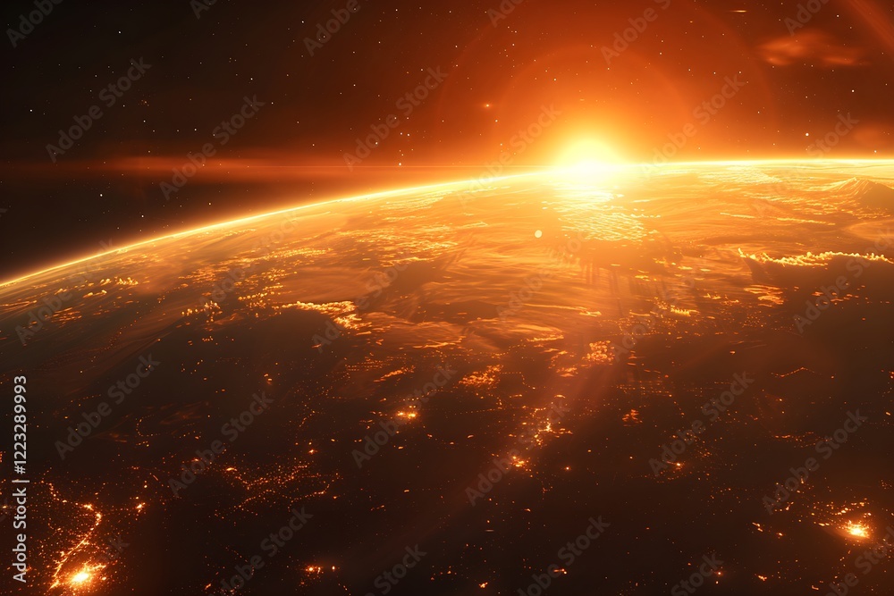 A view of the sun rising over the earth A view of the sun rising over the earth