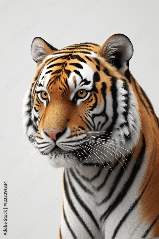 Obraz premium there is a tiger that is standing up with a white background