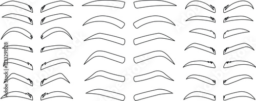 Eyebrows shaping icons in line set. different style male and female vector for apps or website black eyebrow linear isolated on transparent background Unkept shaggy and bushy eyelash