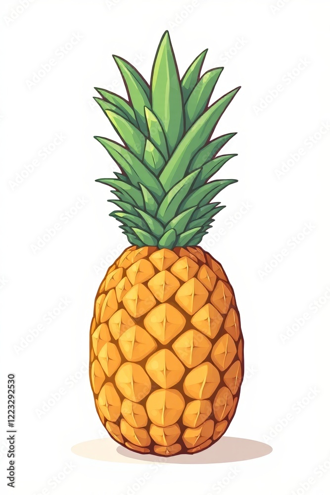 illustration of a pineapple with a green top and yellow leaves illustration of a pineapple with a green top and yellow leaves