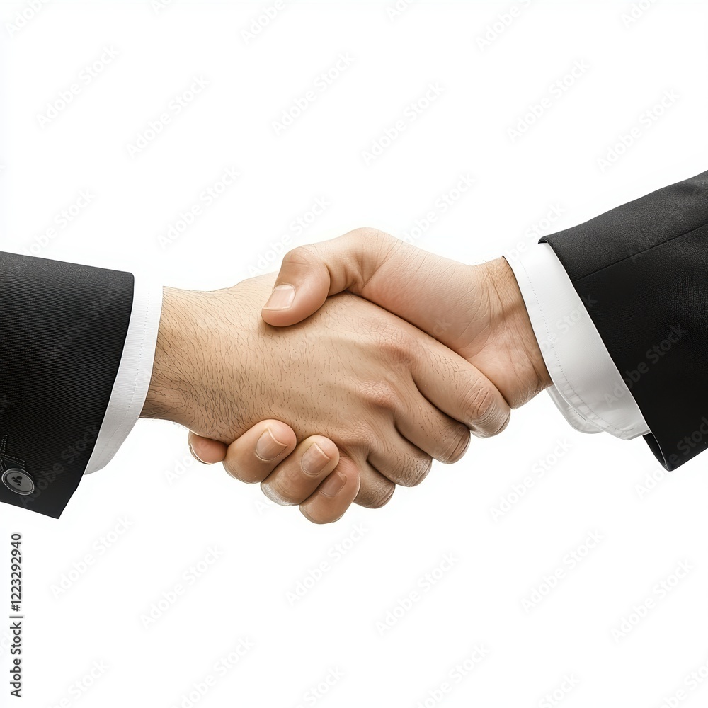 3D icon handshake between business partners, symbolizing a deal, isolated on a white background --quality 2