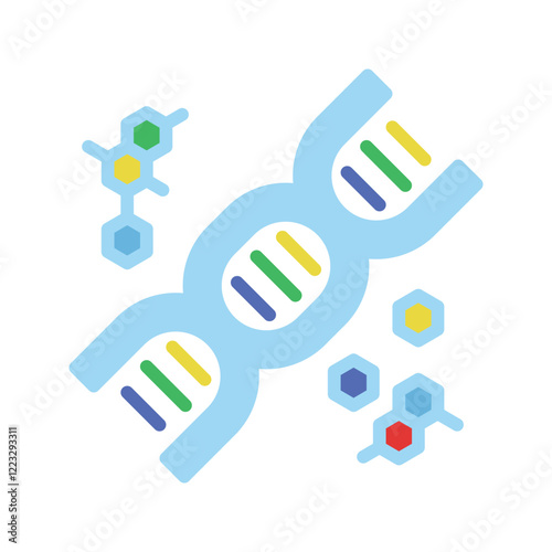 DNA and RNA icon vector flat
