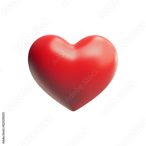 3d red heart icon isolated on white