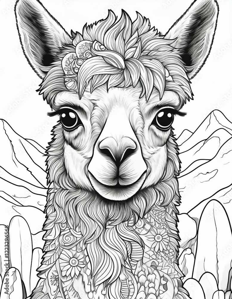 Fototapeta premium Ausmalbild Alpaka