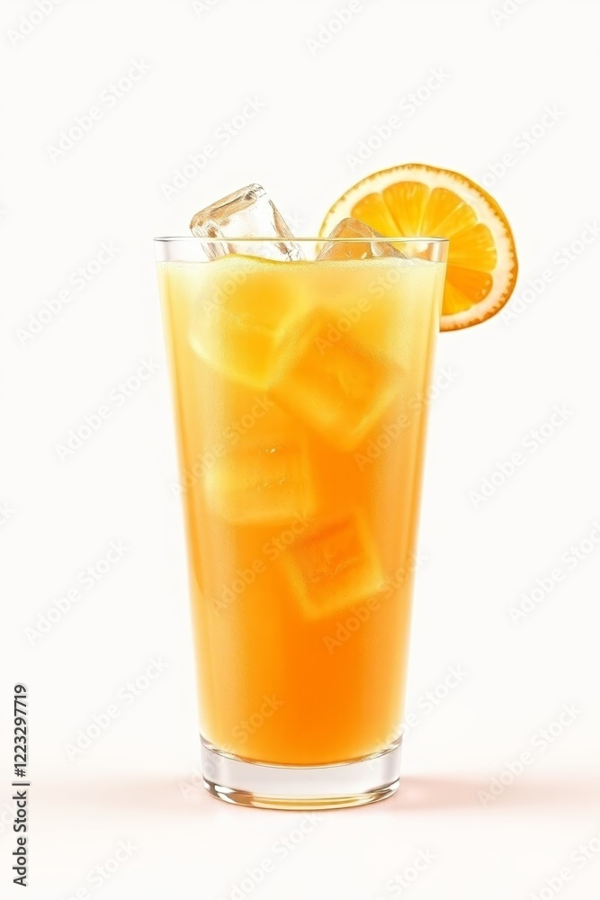 there is a glass of orange juice with ice cubes and a slice of orange there is a glass of orange juice with ice cubes and a slice of orange