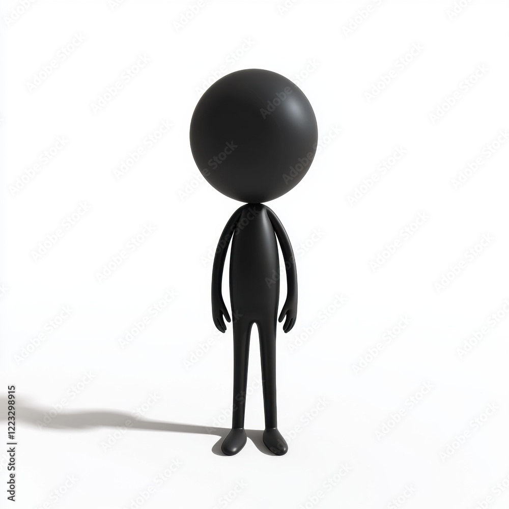 3D icon cartoon silhouette of a figure standing alone in a vast empty space, isolated on a white background 3D icon cartoon silhouette of a figure standing alone in a vast empty space, isolated on a white background