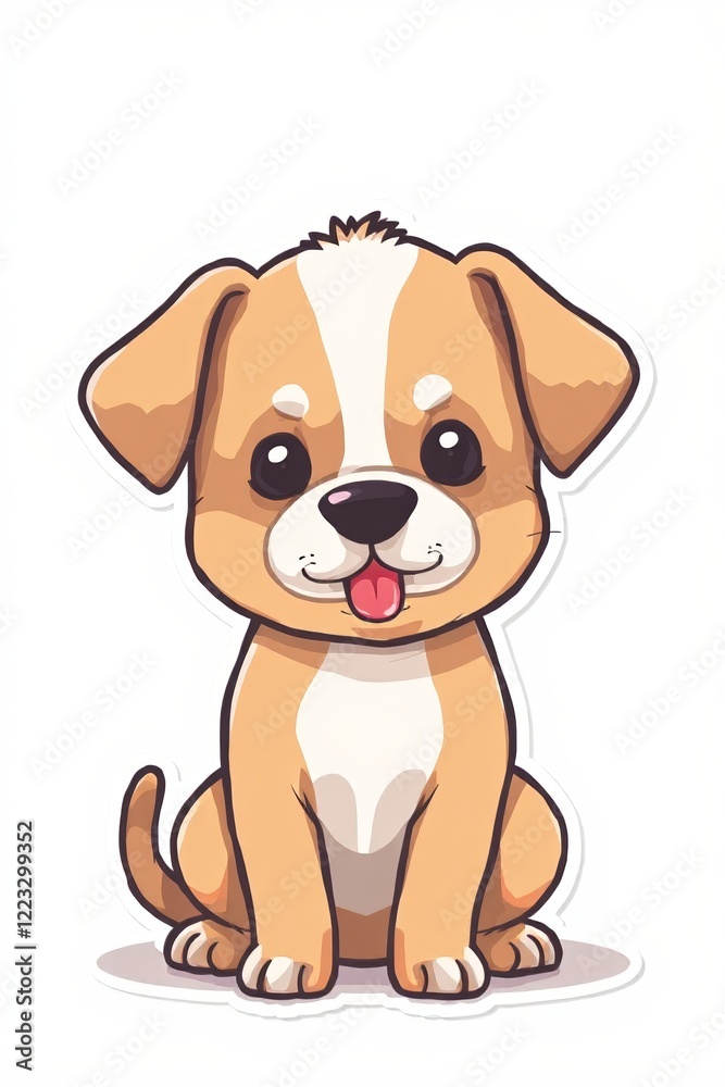 Fototapeta premium cartoon dog sitting on the ground with tongue sticking out