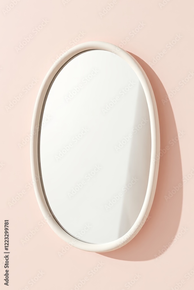 Obraz premium there is a white mirror on a pink wall with a shadow