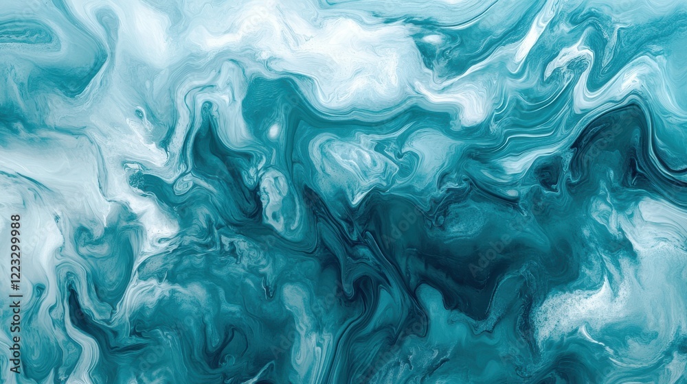 Abstract turquoise and white marble texture with fluid swirls and waves Abstract turquoise and white marble texture with fluid swirls and waves
