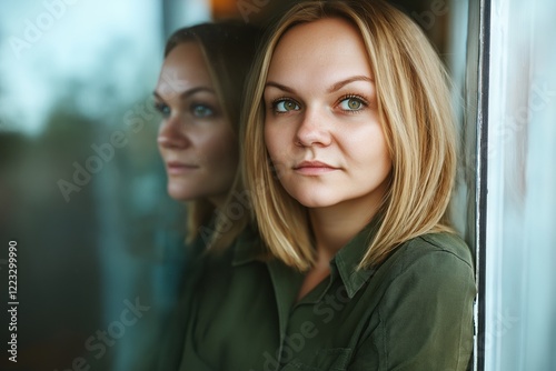 Flirting among colleagues during office hours in a softly lit workspace with a casual atmosphere photo