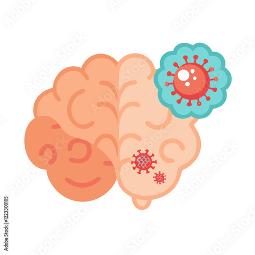 Brain Viral Infection: Viral Meningitis and Encephalitis Vector Illustration