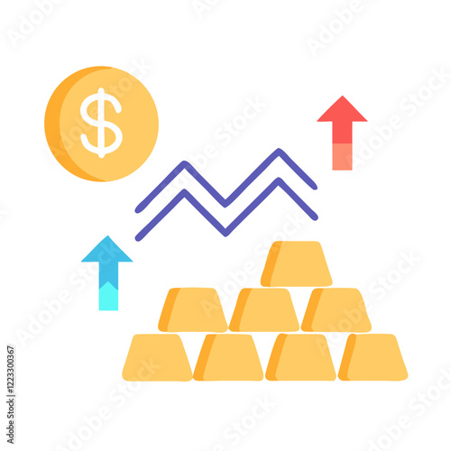 Gold Investment with Stock Market Diagram Vector Illustration