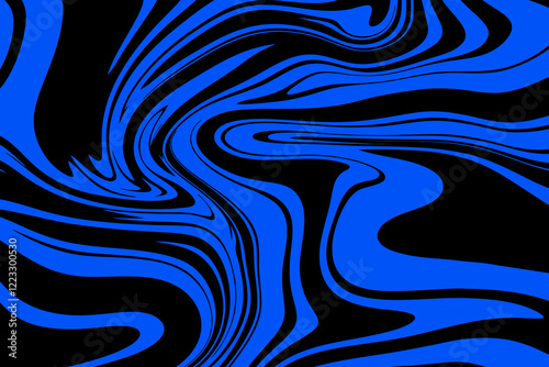 Abstract blue   and black  swirl design with flowing patterns and smooth curves