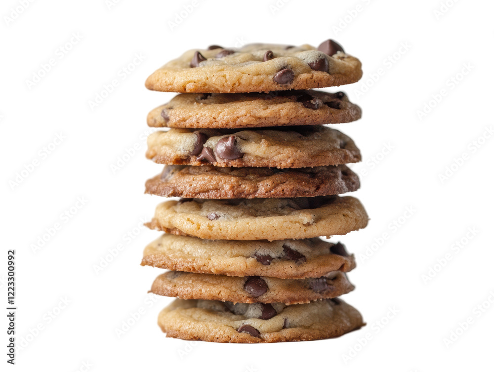 Isolated Stacked Chocolate Chip Cookies Isolated Stacked Chocolate Chip Cookies