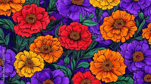 Wallpaper Mural Vibrant Floral Tapestry: A Symphony of Colors Torontodigital.ca