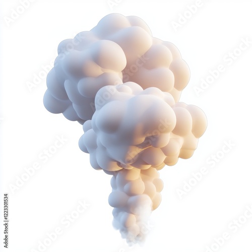3D icon cartoon steam rising in soft white plumes, isolated on a white background --quality 2