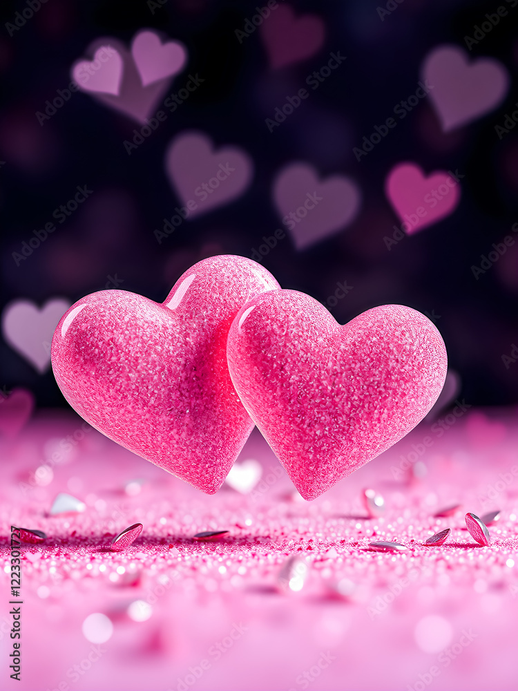 Two pink red heart shapes on abstract light glitter background. Romantic shiny love couple Valentines Day wallpaper. Captivating and vibrant love hearts backgrounds for creating beautiful valentines
Two pink red heart shapes on abstract light glitter background. Romantic shiny love couple Valentines Day wallpaper. Captivating and vibrant love hearts backgrounds for creating beautiful valentines