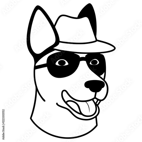 Funny basenji dog head vector art photo