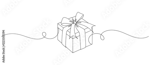 gift box. Wrapped surprise package for christmas or birthday party .Party and celebration. Gift box line art outline vector illustration