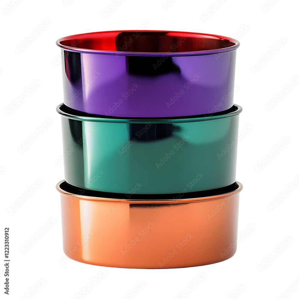 Sleek Nested Measuring Cup Set in Three Colors Isolated on Transparent Background Sleek Nested Measuring Cup Set in Three Colors Isolated on Transparent Background