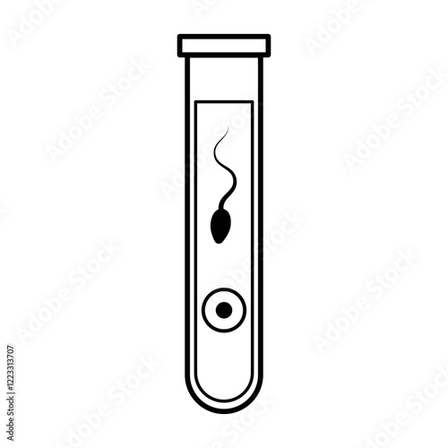 IVF with a test tube and sperm icon symbol illustration