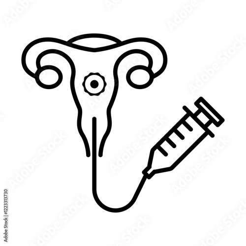 IVF with a syringe and uterus icon symbol illustration