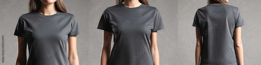 Heather charcoal free-cut t-shirt for women's casual wear design mockup Heather charcoal free-cut t-shirt for women's casual wear design mockup