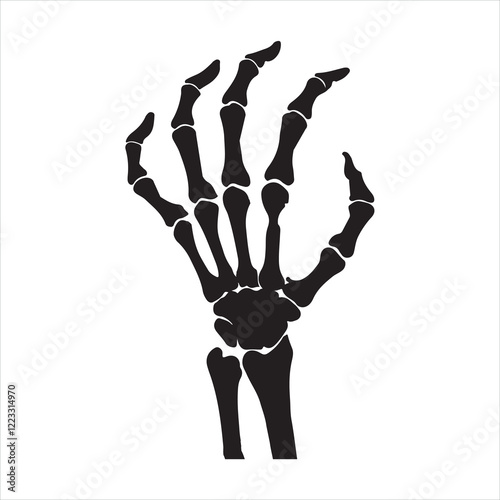Skeleton Hand Emerging from the Ground silhouette on white background

