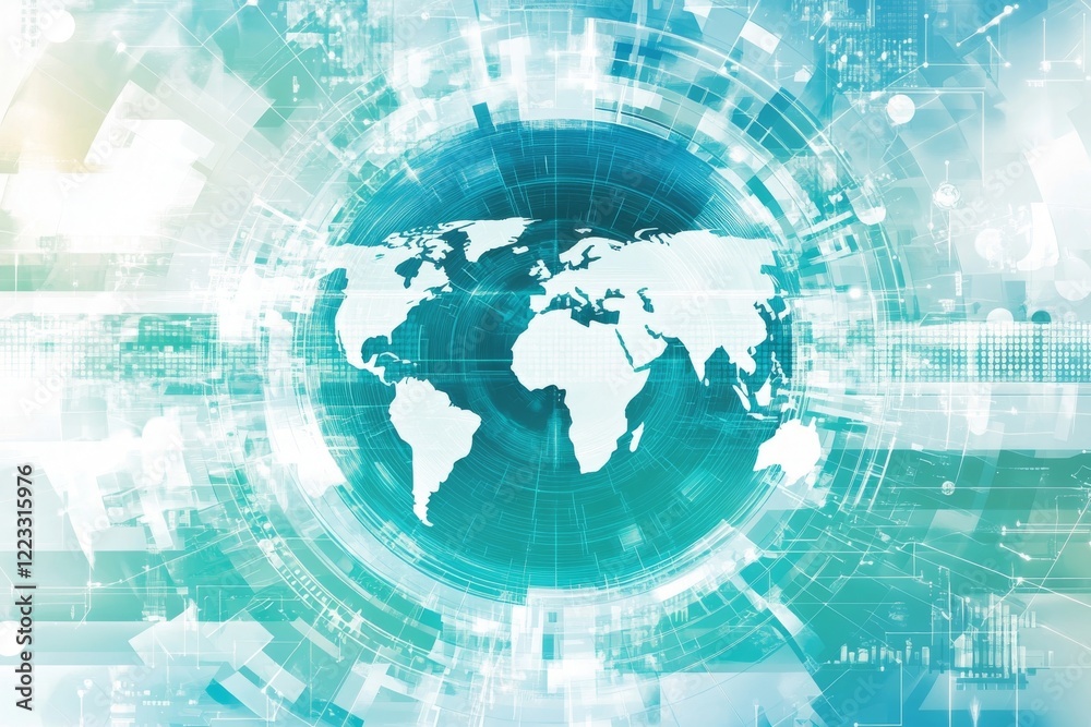 Global Network Connectivity: A Futuristic Digital World Map Global Network Connectivity: A Futuristic Digital World Map