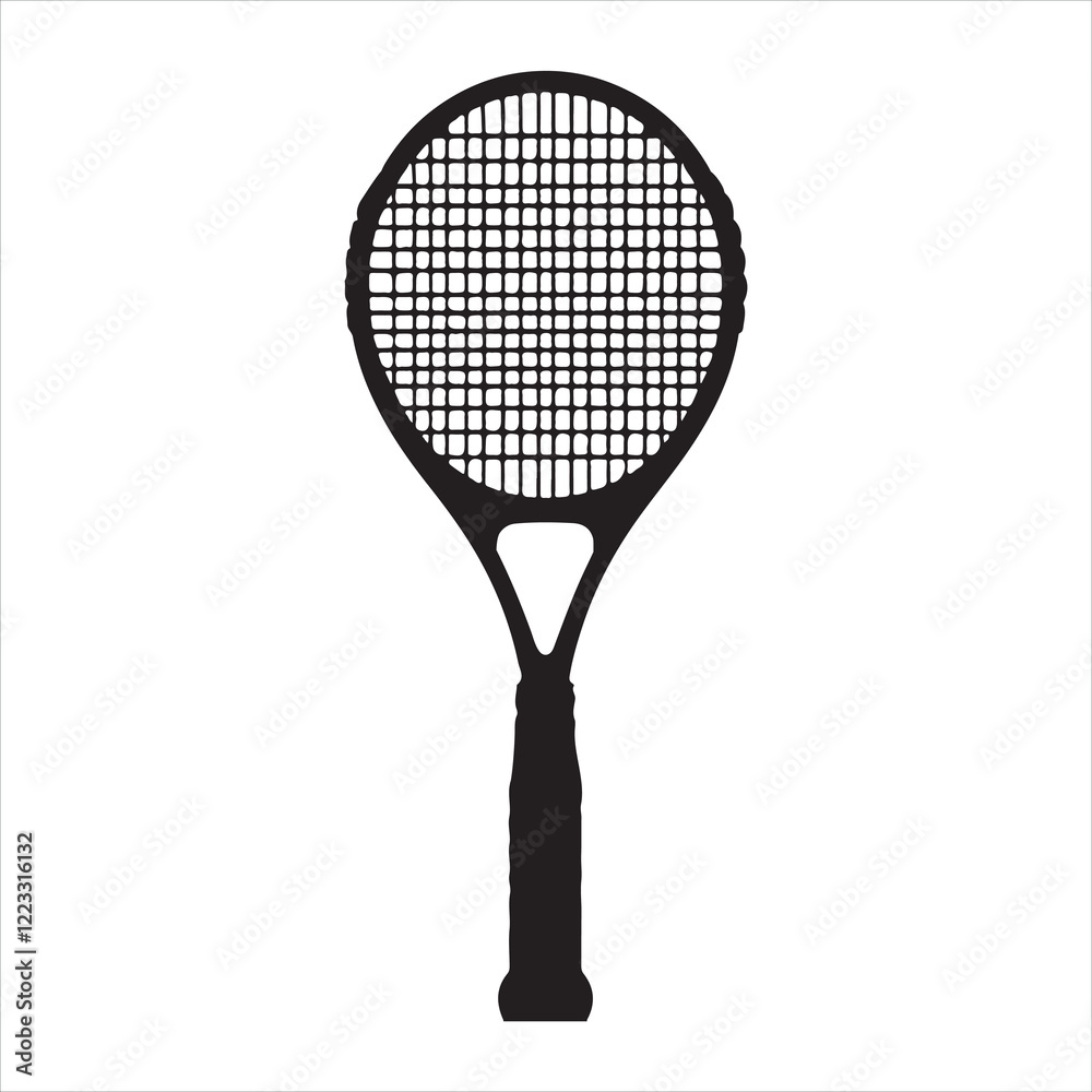 tennis racket silhouette on white background
