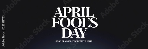 A creative minimalist 3D render of a Night theme April Fool's Day poster design. The text 