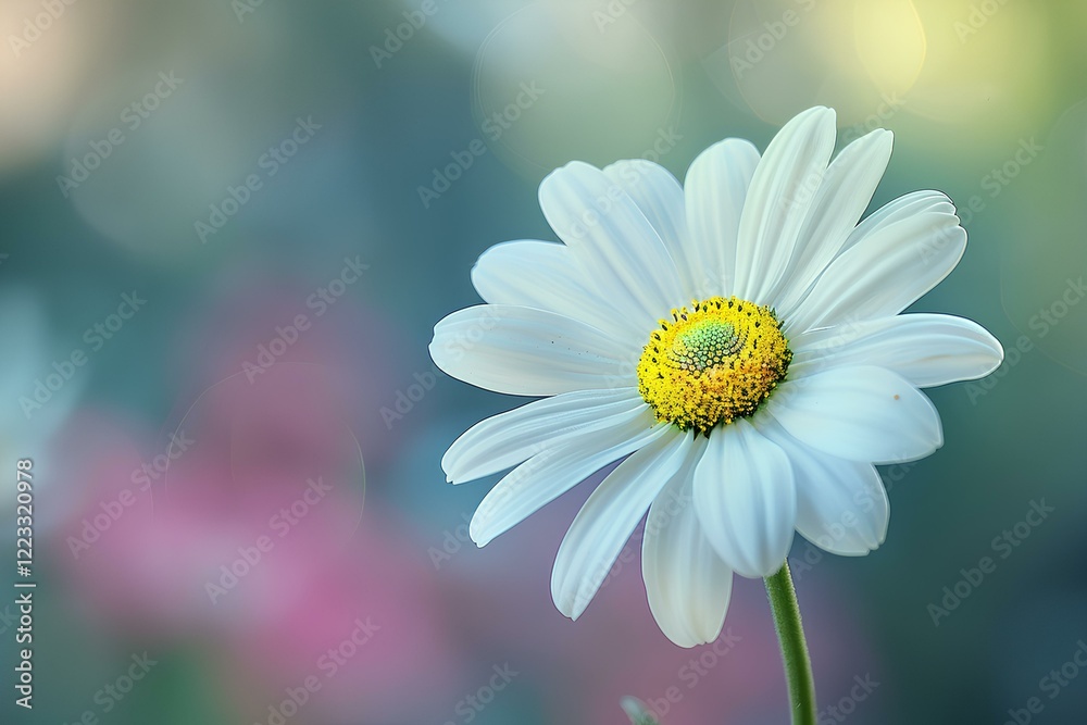 Fototapeta premium A single white flower with a yellow center