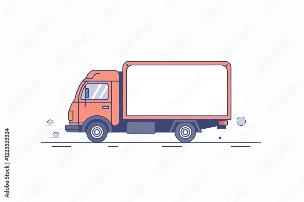 Delivery truck in motion, blank side panel Delivery truck in motion, blank side panel