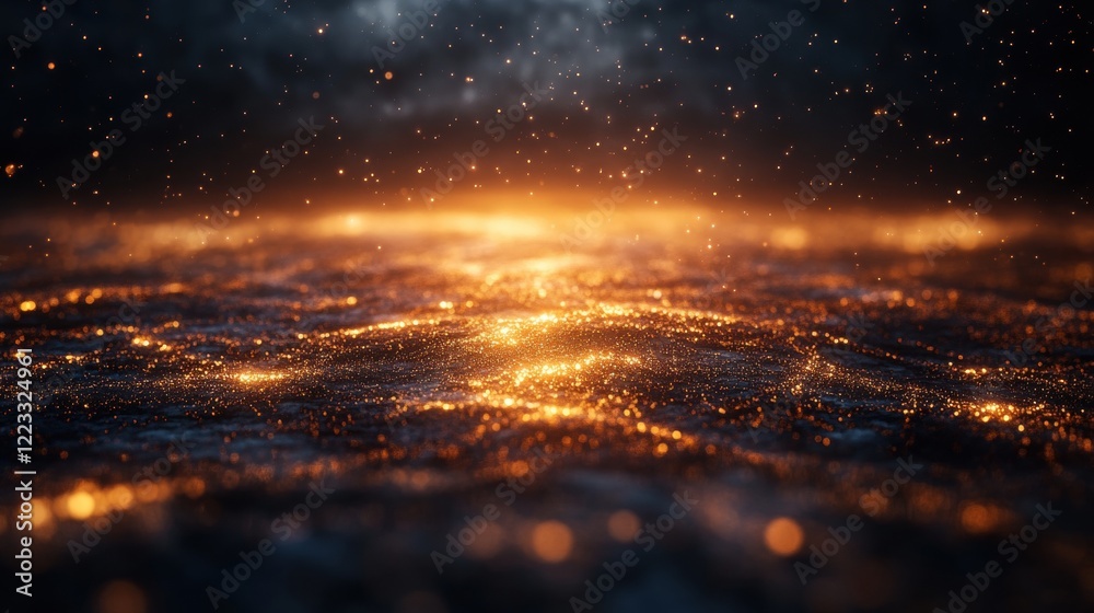 Fototapeta premium Golden Glittering Dust Particles Background