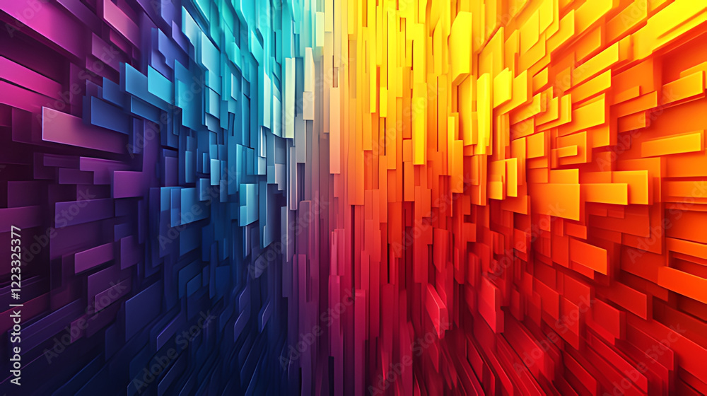 Obraz premium Abstract colorful blocks receding; digital art; background; website design