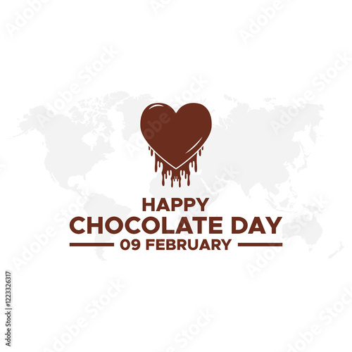 Chocolate Day hand drawn typography logo with heart shape chocolate vector on dark brawn background. Happy chocolate day template, banner, poster, sticker, logo for print items.
