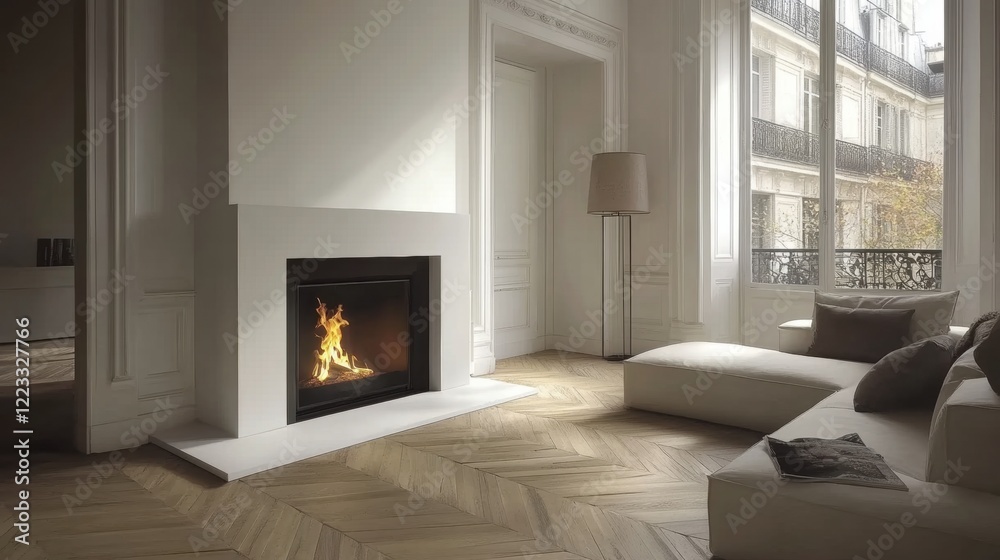 custom made wallpaper toronto digitalCozy Living Room with Fireplace and Herringbone Floor