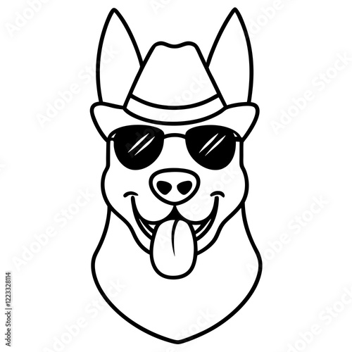 Funny belgian malinois dog head vector art