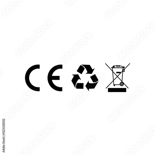 CE marking vector, do not throw in the trash icon, recycle sign
