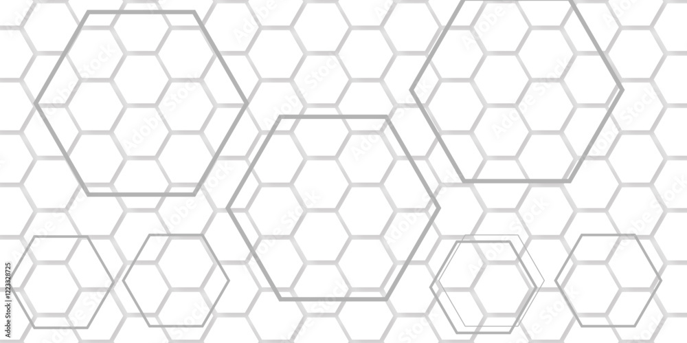 Abstract seamless honeycomb hexagon background. Geometric texture white gray pattern design.
