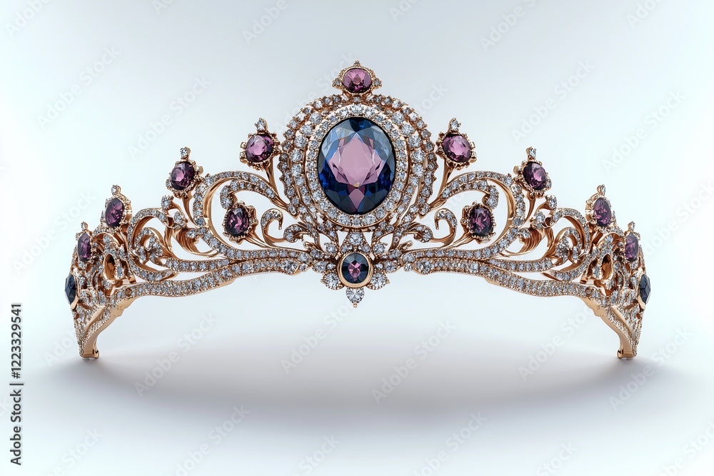 Obraz premium Princess Diadem, Tiara isolated on white. 3d render